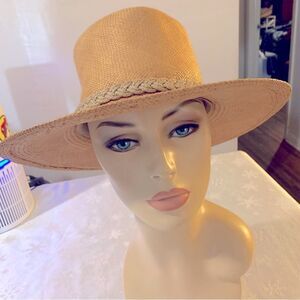 Dorman Straw Fedora Panama Hat Tan & Hatband Sz 7-7 1/8 USA Gorgeous